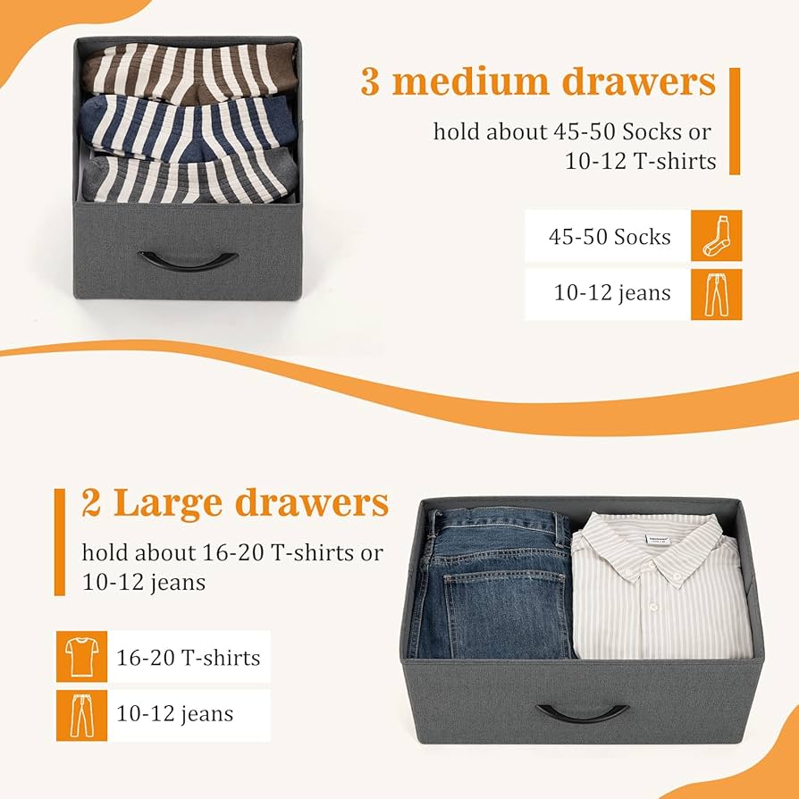 Amazon.com: Sweetcrispy Dresser for Bedroom 5 Fabric Drawers